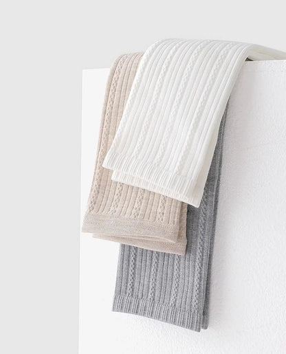 Girls Leggings Tights - Knitted Cotton Solid Color Pantyhose for Kids Spring Autumn