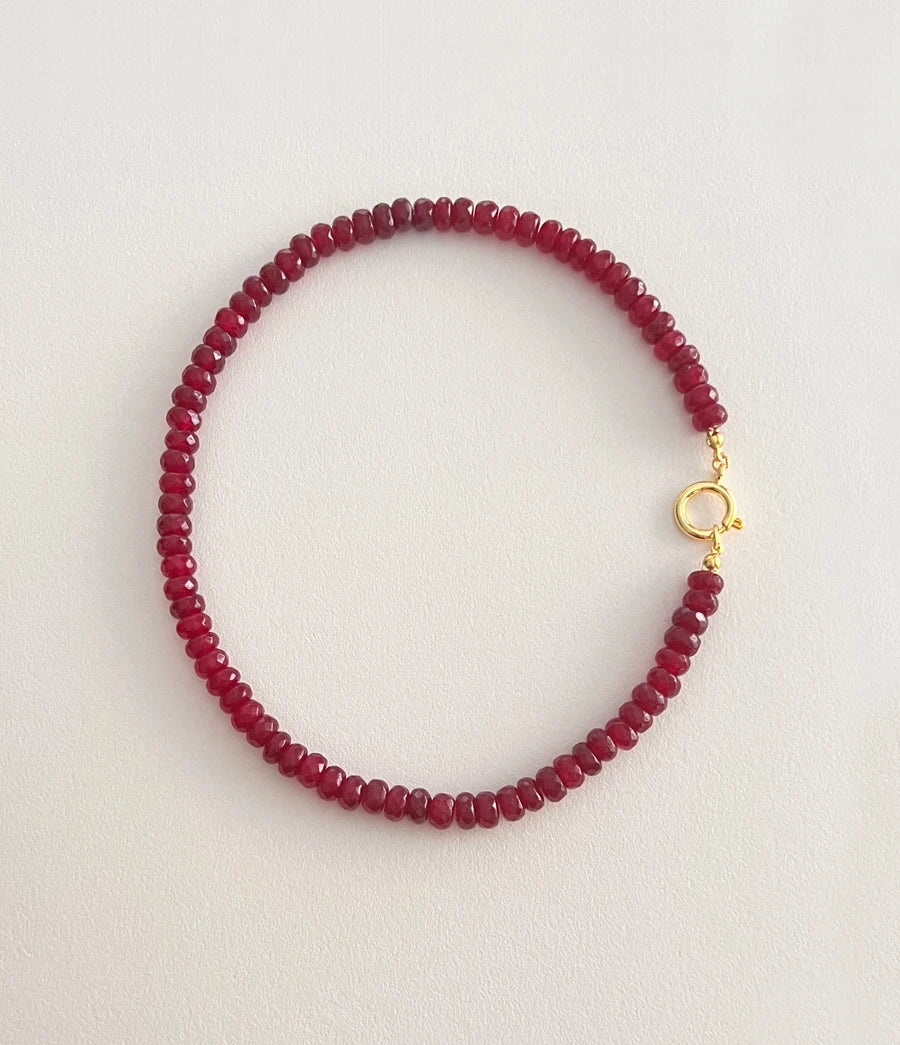 Colored Semi-precious Stone Fashion Necklace 5*8 Cut Natural Stone Beaded Necklace For women, Luxury Handmade  Jewelry