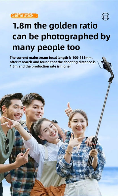 1.8M Long Extended Bluetooth Wireless Selfie Stick Live Broacast Stand Holder Tripod Foldable With Fill Light For Smartphones