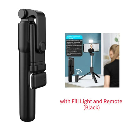 Wireless Bluetooth Selfie Stick Tripod With Remote Extendable Tripod With LED Selfie Light Detachable For Ios Android Smartphone