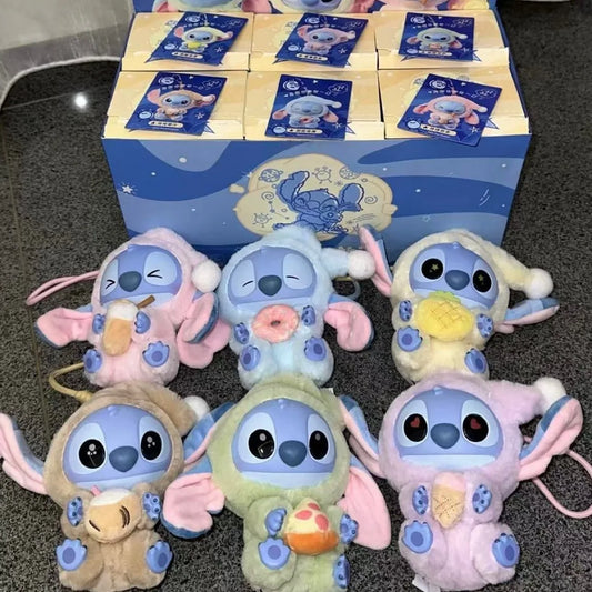 Disney  New Stitch Eat Some Thing Before Sleep Series Vinyl Blind Box Bag Pendant Cute Plush Doll Mystery Box Toy Surprise Gifts