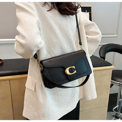 New Women's High-End Pure Color Simple Square Bag Multi-Layer Commuting Single Shoulder Bag Neutral Minimalist Style