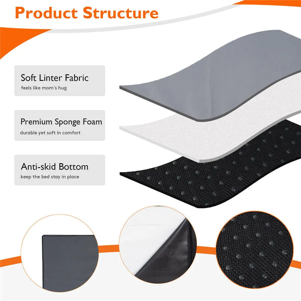 ML XL 2XL Hundebett Jumbo Orthopädisches Hundebett mit Memory-Schaum-Basis, Matratze und waschbarem Bezug, wasserdicht