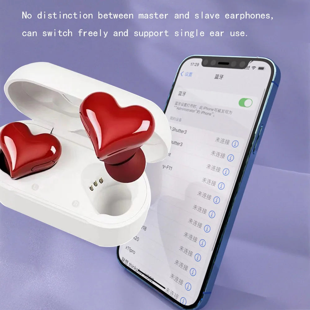 New  Heart Shaped Wireless Bluetooth Headphones Heart Shaped Earphones woman Earphone High Quality Heart Earbuds Girl Gift