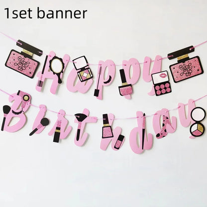 Cosmetics Makeup SPA Theme Party Decoration Tableware Set Paper Cup Plate Napkins Tablecloth Wedding Event Girls Birthday Favor