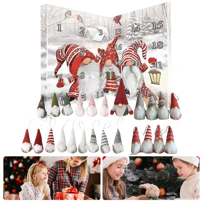24-day Countdown Calendar Dwarf Dolls Ornaments for Centerpiece Desktop Mantel Christmas Tree 2025 Gnome Advent Calendar