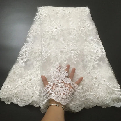 White African Lace Fabric 2025 Embroidered Nigerian Lace Fabric High Quality Cord lace French Tulle Fabric Wedding L-W006A