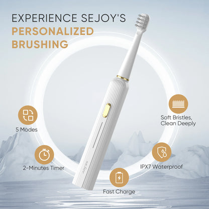 SEJOY Electric Toothbrush with 12 Brush Heads, Sonic Electric Tooth brush with 25500 VPM Deep Clean 5 Modes, Rechargeable