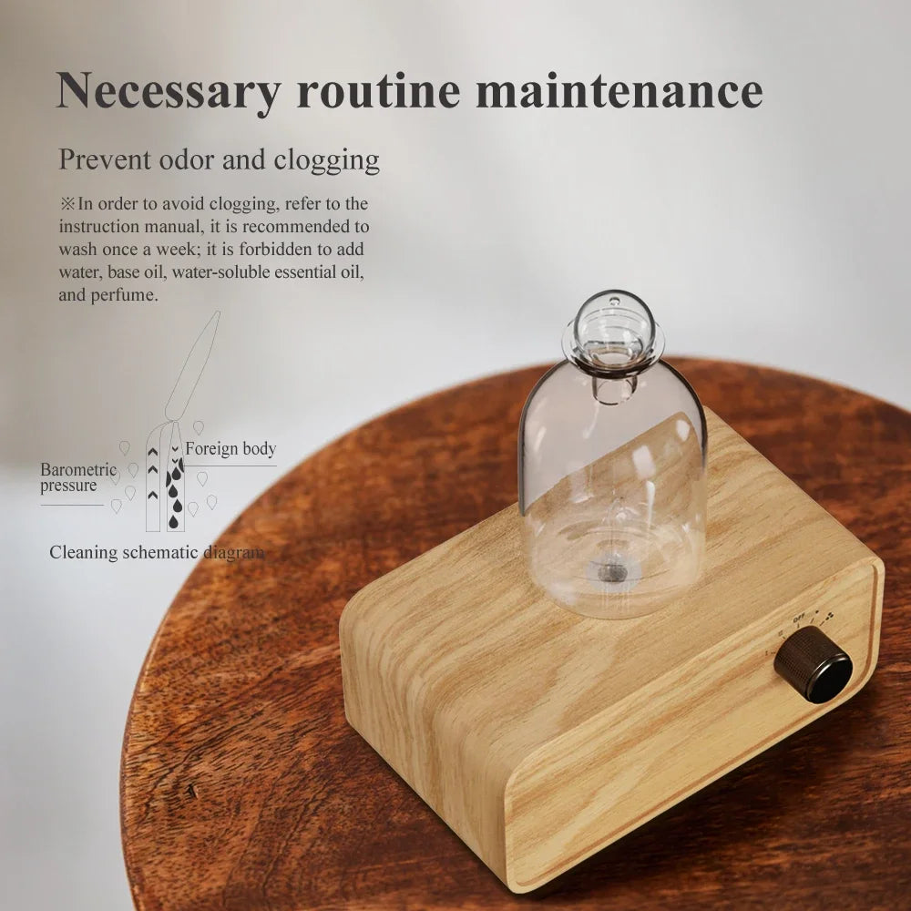 Nebulizing Essential Oil Diffuser Waterless Operated Aromatherapy Diffuser for Home Wood and Glass Aroma Diffuser Scent Machine
