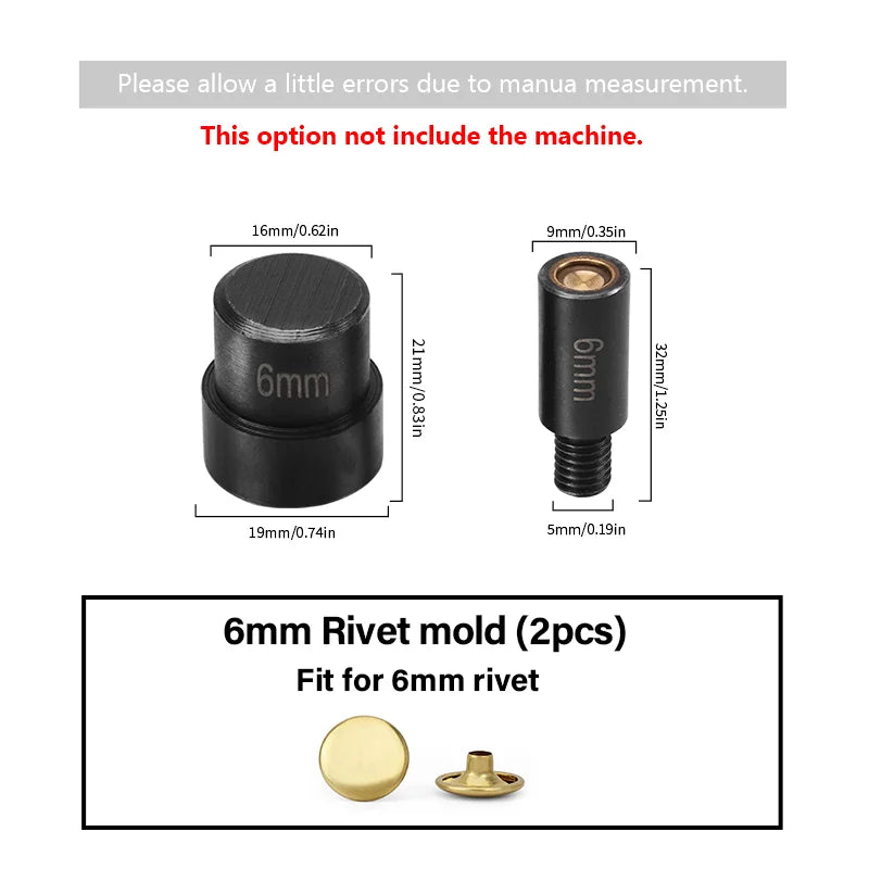 WUTA Manual Button Installation Tool Mute Punching Mushroom Rivets, Eyelet Hand Pressing (without /with Machine) DIY Craft Tools