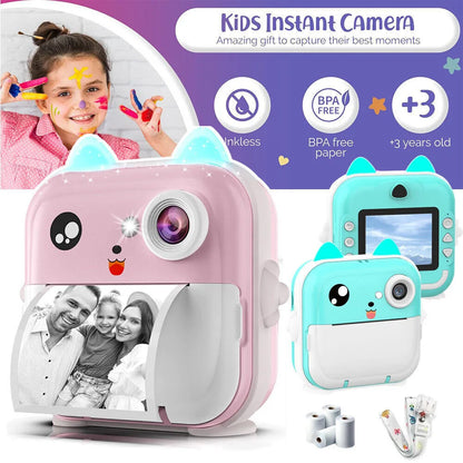 Children 1080P HD Digital Camera Toys Instant Print for Kids Thermal Print Camera Instant Print Photo Video With 32G Memory Card