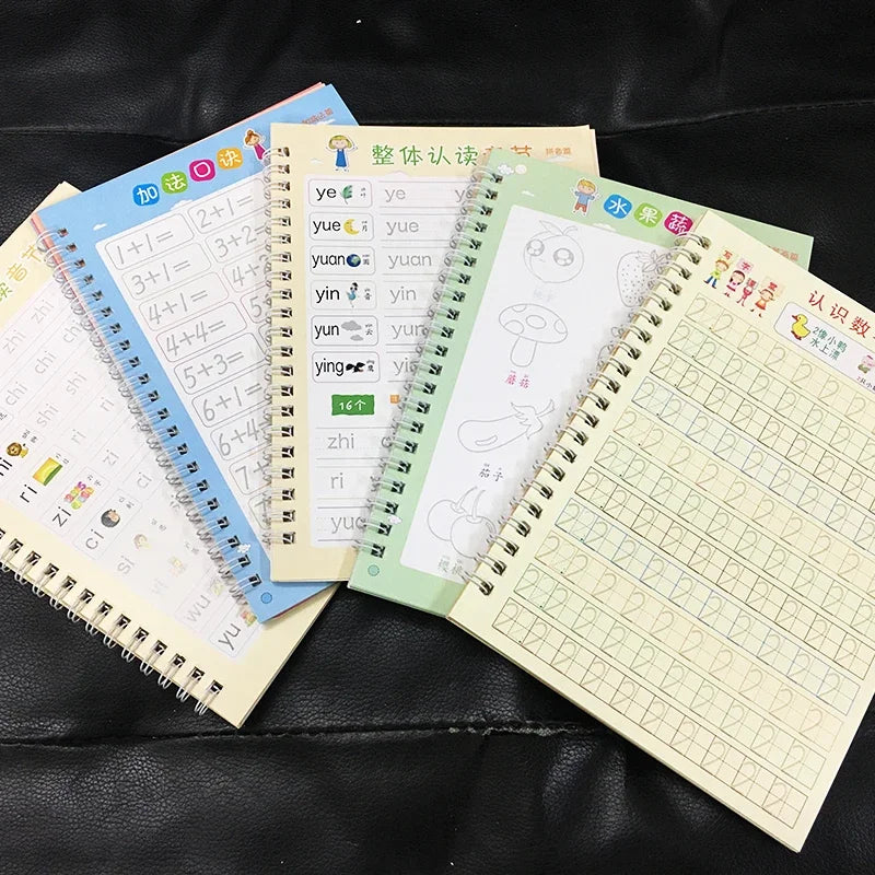 Reusable 3d Copybook Books Learn Chinese Pinyin Number0-10 Addition And Subtraction For Kids Children Drawing Coloring Gifts