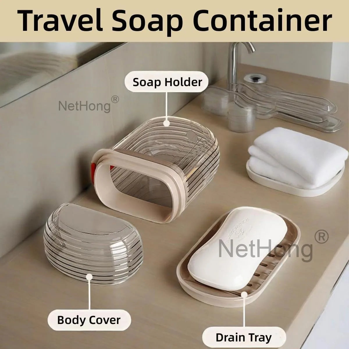 Light Luxury Travel Soap Box Double Drains Soap Holders Soap Dishes Outdoor UK