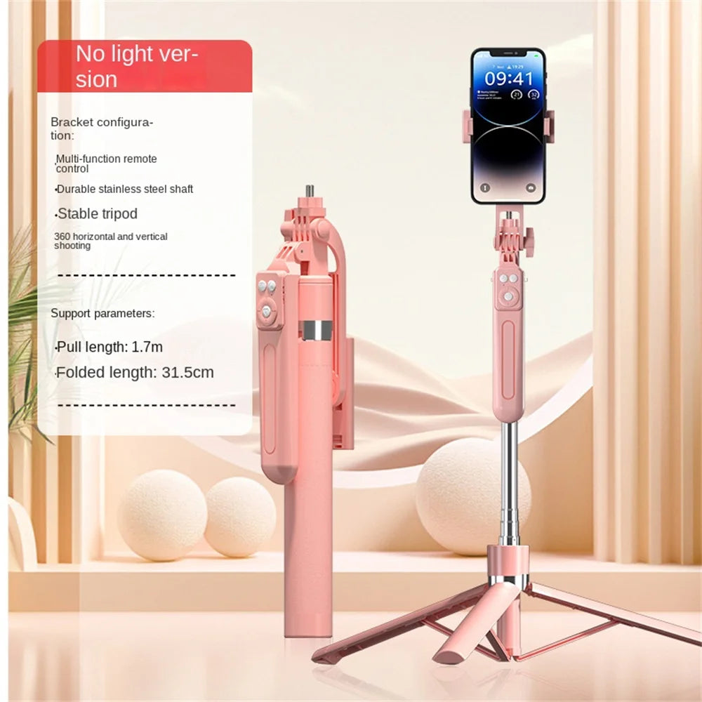 BSLIUFANG Selfie Stick Wireless Tripod Stand with Light Bluetooth Remote Extendable for Tiktok Live Streaming Handheld stability