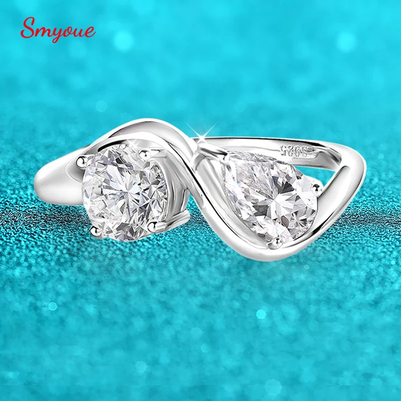 Smyoue 2cttw Certified Moissanite Rings for Women Brilliant Bride Wedding Jewelry 100% 925 Sterling Silver Band Plated 18K Gold