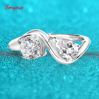 Smyoue 2cttw Certified Moissanite Rings for Women Brilliant Bride Wedding Jewelry 100% 925 Sterling Silver Band Plated 18K Gold