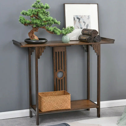 Chinese Style Hall Console Table, Accent Table, Entryway with Drawer, Storage Shelf, Wood Furniture
