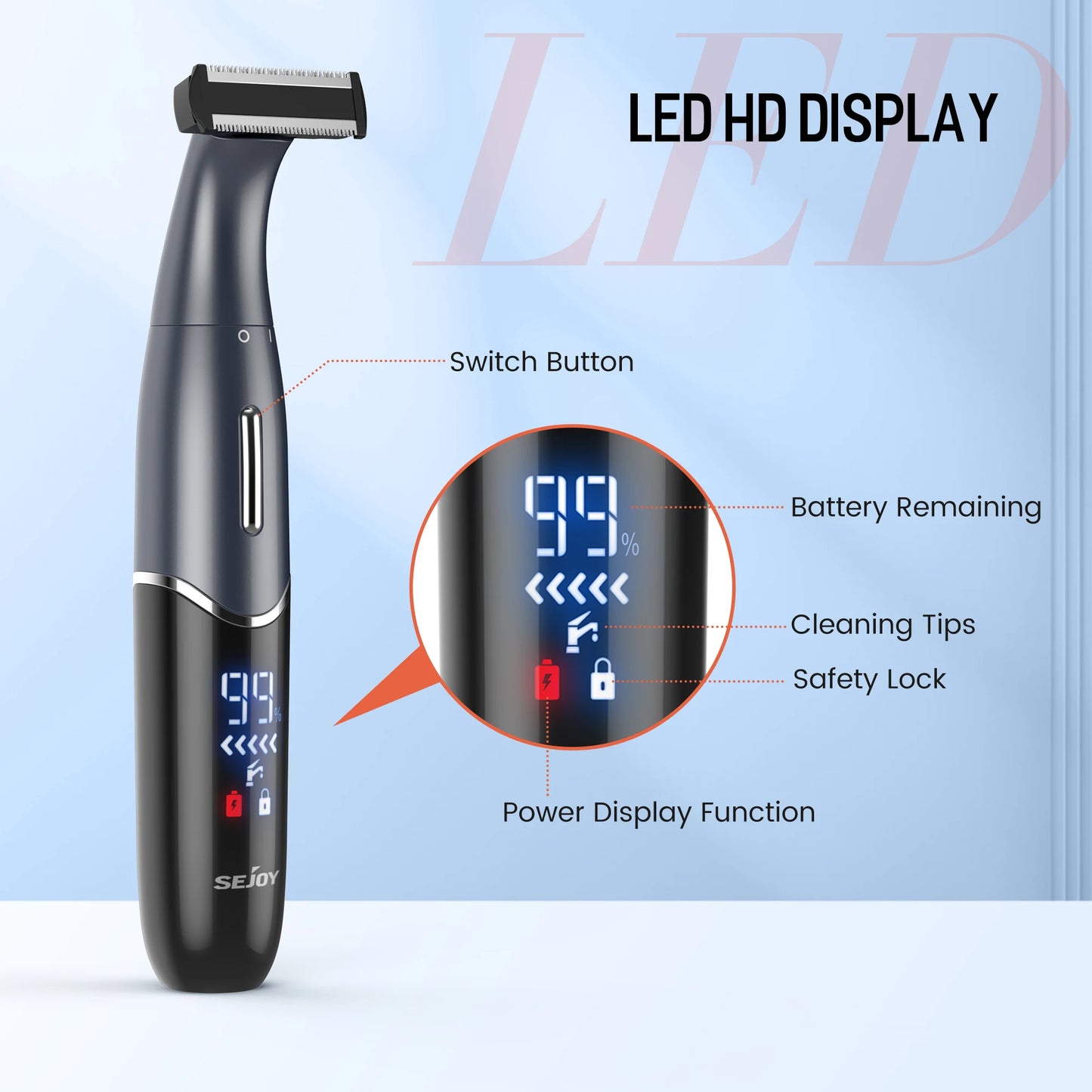 Sejoy 6 In 1 Body Hair Trimmer Kit Electric Beard Shaver Men&Women Nose Hair Trimmer Eyebrow Razor Portable Body Shaver IPX5