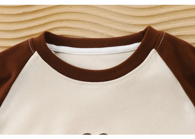 1-12Y Children's Velvet Base Shirt 2025 Spring Long Sleeved Casual Tee Baby Girls Boys Patched Color Round Neck Outerwear Tops