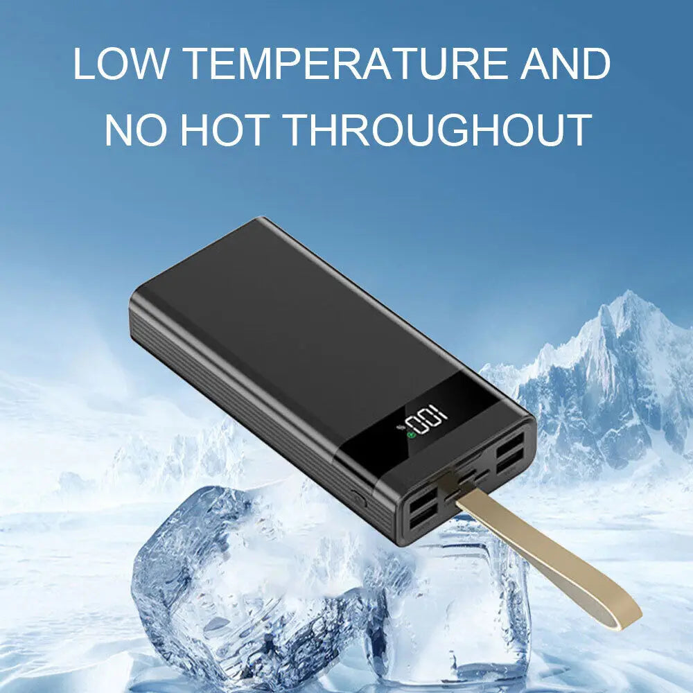 20000mAh Power Bank Portable Fast Charger 4 USB High Volume LED Battery Pack