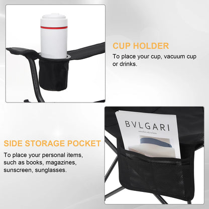 Folding Camping Chair  Lightweight Outdoor Chair Fishing Chair with Headrest Cup Holder Storage Carry Bag for Hiking Picnic Beac