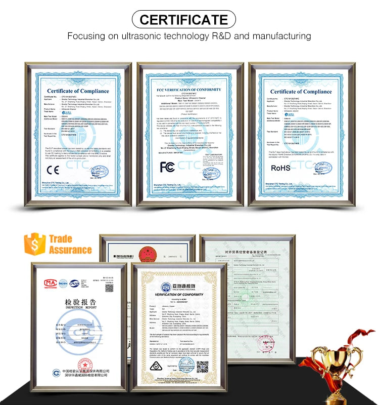 Granbosonic Ultrasonic Cleaner 800ML 1L 40KHz 35W 60W Easy Operation Jewelry Glasses Makeup Washer Bath New Design