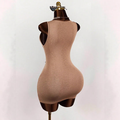 Women's Printed Sleeveless Sexy Waist-Cinching Sheath Dress