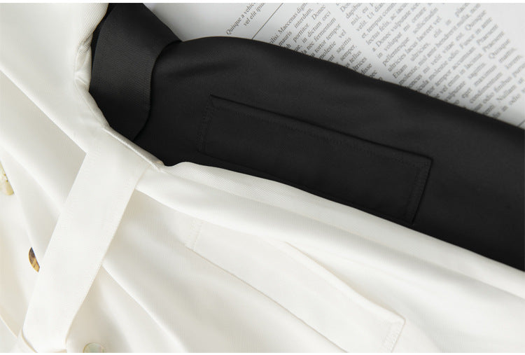 Women's Over-the-Knee Mid-Length Trench Coat with Silk Waist Belt - Elegant Winter Coat