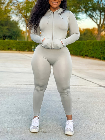 Premium Women's Two-Piece Tracksuit Set - Hooded Sweatsuit with Pockets | Fall Winter Activewear