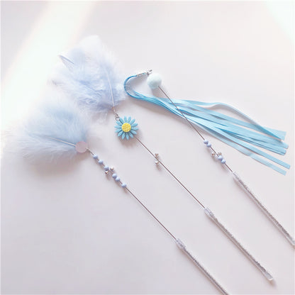 Funny Cat Stick Feather Bell Three-piece Long Tassel Resistant To Bite