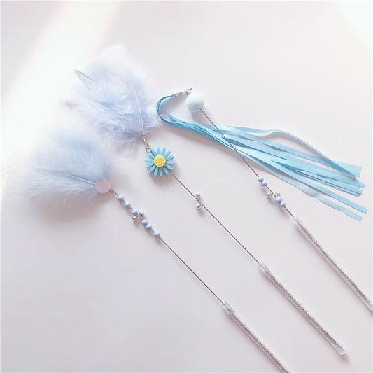 Funny Cat Stick Feather Bell Three-piece Long Tassel Resistant To Bite