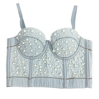 Shapewear Short Outerwear Sexy Womens Denim Bustier Vest