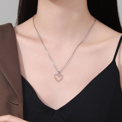 Vintage Necklace Female With Hearts Rose Clavicle Chain Valentine's Day Gift