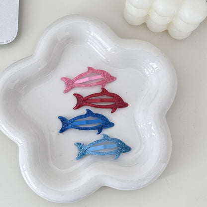 Dripping Dolphin Simple Girl Heart Romantic Cartoon Children Cropped Hair Clip Hair Accessories Hairpin Female