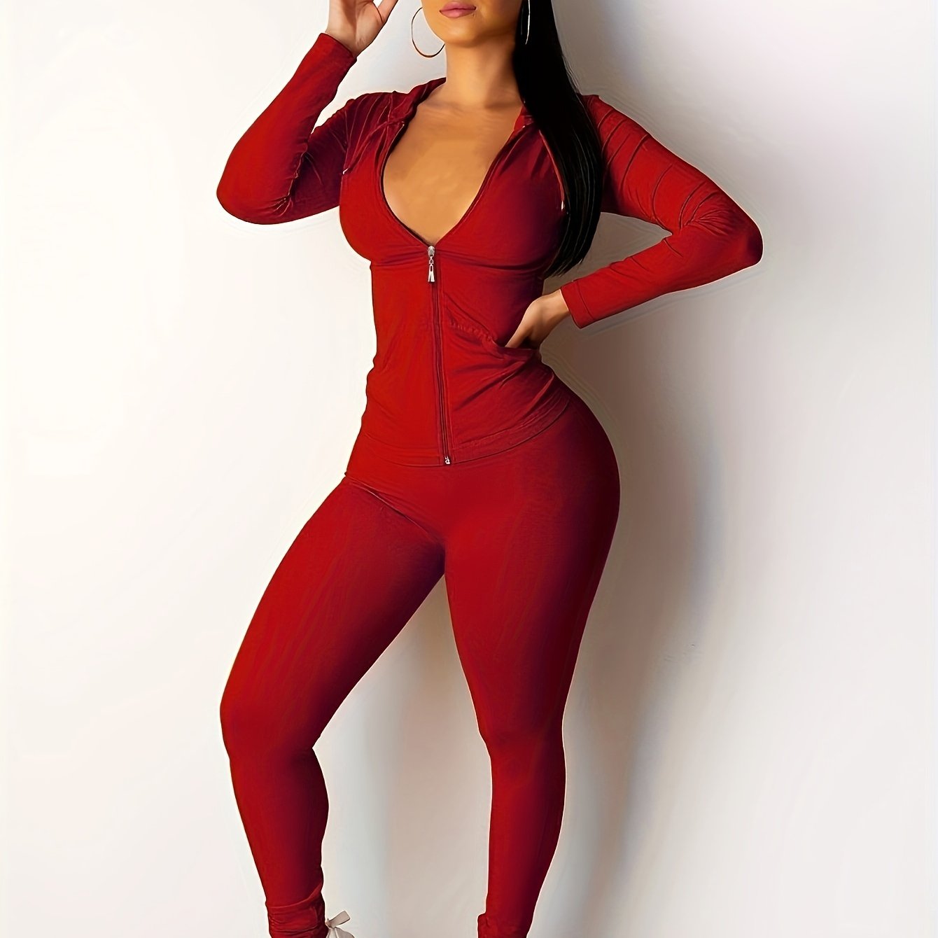 Premium Women's Two-Piece Tracksuit Set - Hooded Sweatsuit with Pockets | Fall Winter Activewear