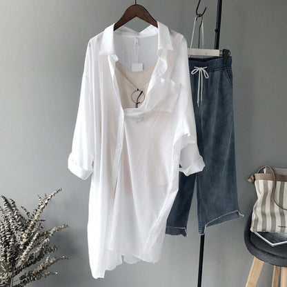 Cardigan Long Sleeve Sunscreen Coat Mid-length Shirt For Women