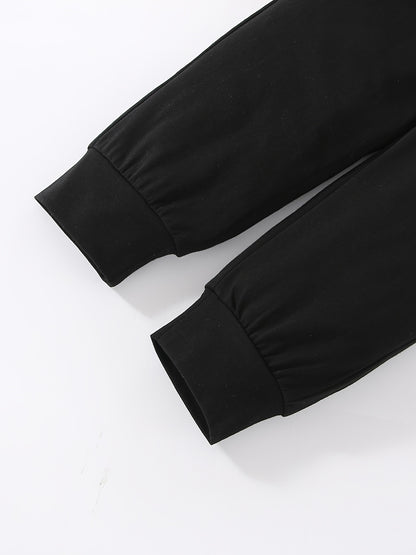 Girls' Fashion Set: Heart Print Round Neck Short Sleeve T-Shirt & Sweatpants 2pcs Casual Cotton Outfit, Perfect for Outdoor