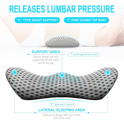 Premium Memory Foam Lumbar Support Pillow - Ergonomic Back Pain Relief for Office Chair, Car Seat & Home - Orthopedic Lower Back Cushion