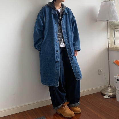 Denim Trench Coat Korean Style Wear Temperament Mid-length