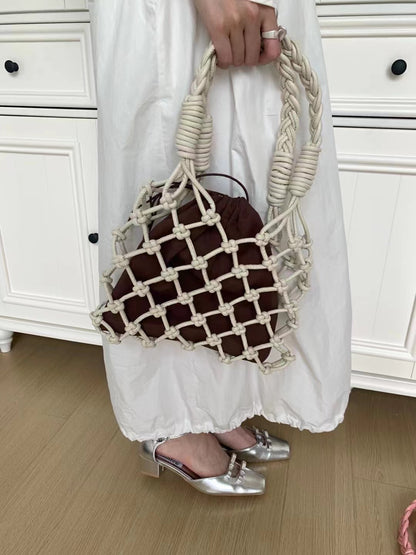 Pu Hand-woven Bag Hollow Portable Shoulder Underarm Bag