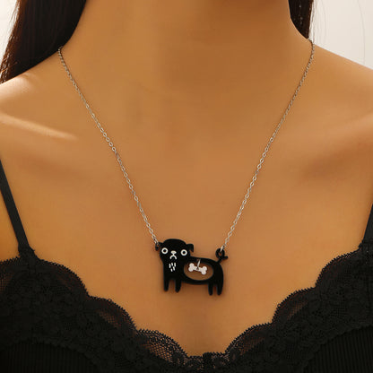 Cute Dog Cat Cartoon Necklace Ins Creative Collarbone Chain