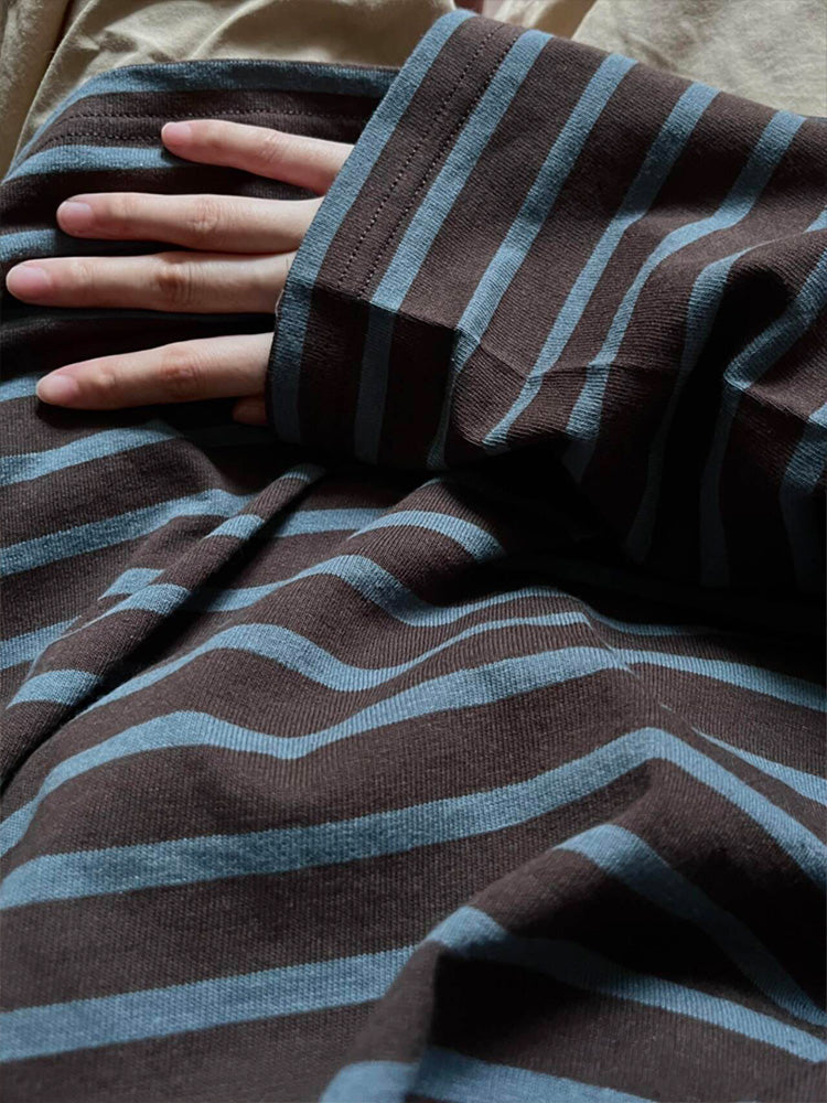 Vintage Striped Long-sleeve T-shirt Base Layer Top