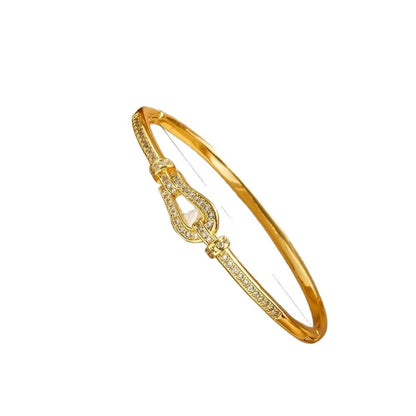 Versatile Full Diamond Horseshoe Buckle Simple Bracelet