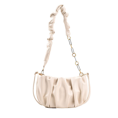 One-shoulder Underarm Fold Cloud Bag PU Leather Chain Portable Messenge Bag