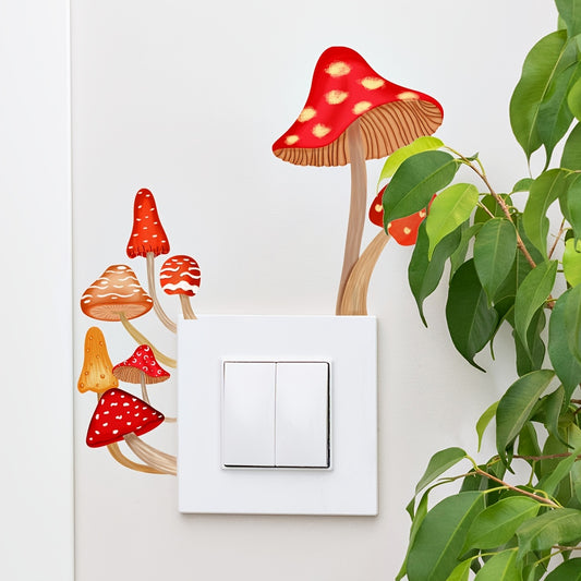 """""""""""""""Self-Adhesive Glow Mushroom Switch Sticker - Easy to Find, Reusable & Fun Themed Art Deco, 5.5"""""""""""""""" x 5.1"""""""""""""""
