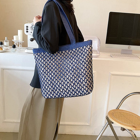 Hollow Out Paper Rope Woven Fashionable Shoulder Bag