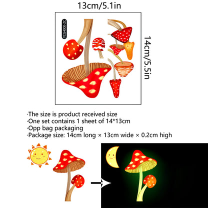 """""""""""""""Self-Adhesive Glow Mushroom Switch Sticker - Easy to Find, Reusable & Fun Themed Art Deco, 5.5"""""""""""""""" x 5.1"""""""""""""""