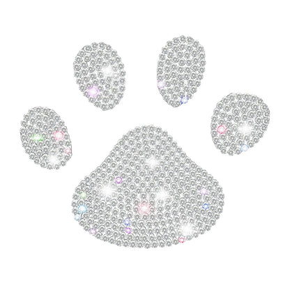 Sparkling Dog Paw Print Rhinestone Car Decal - Multicolor Glass Bling Sticker for Vehicle Interior, Fits Various Models, Cute Car Accessories