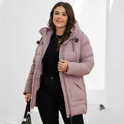 Fashionable Casual Winter Outerwear Cotton Padded Jacket With Hood And Zipper