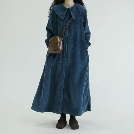 Women's Retro Navy-Style Collar Long-Sleeve Dress